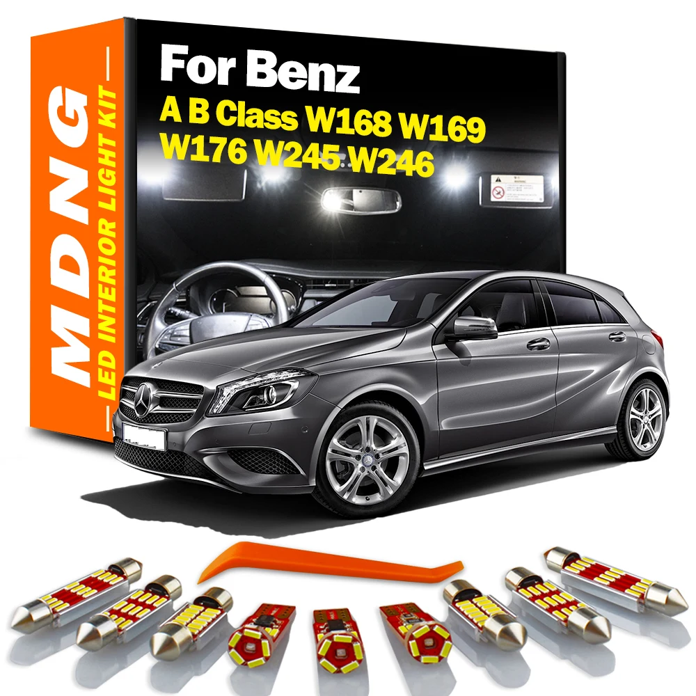 MDNG Canbus For Mercedes Benz A B Class W168 W169 W176 W245 W246 Car LED Interior Dome Map Reading Light Kit Led Bulbs No Error