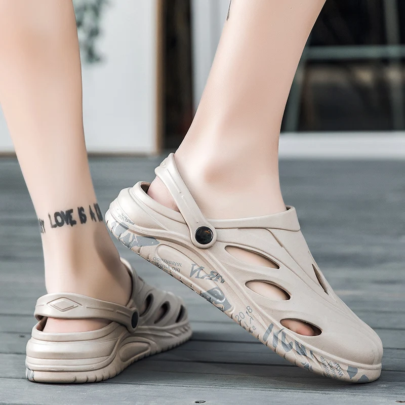 

Allwesome Mens Rubber Beach Sandals Summer Soft Bottom Clogs Comfortable Ankle-Wrap Slippers Water Shoes Sandalia Masculina