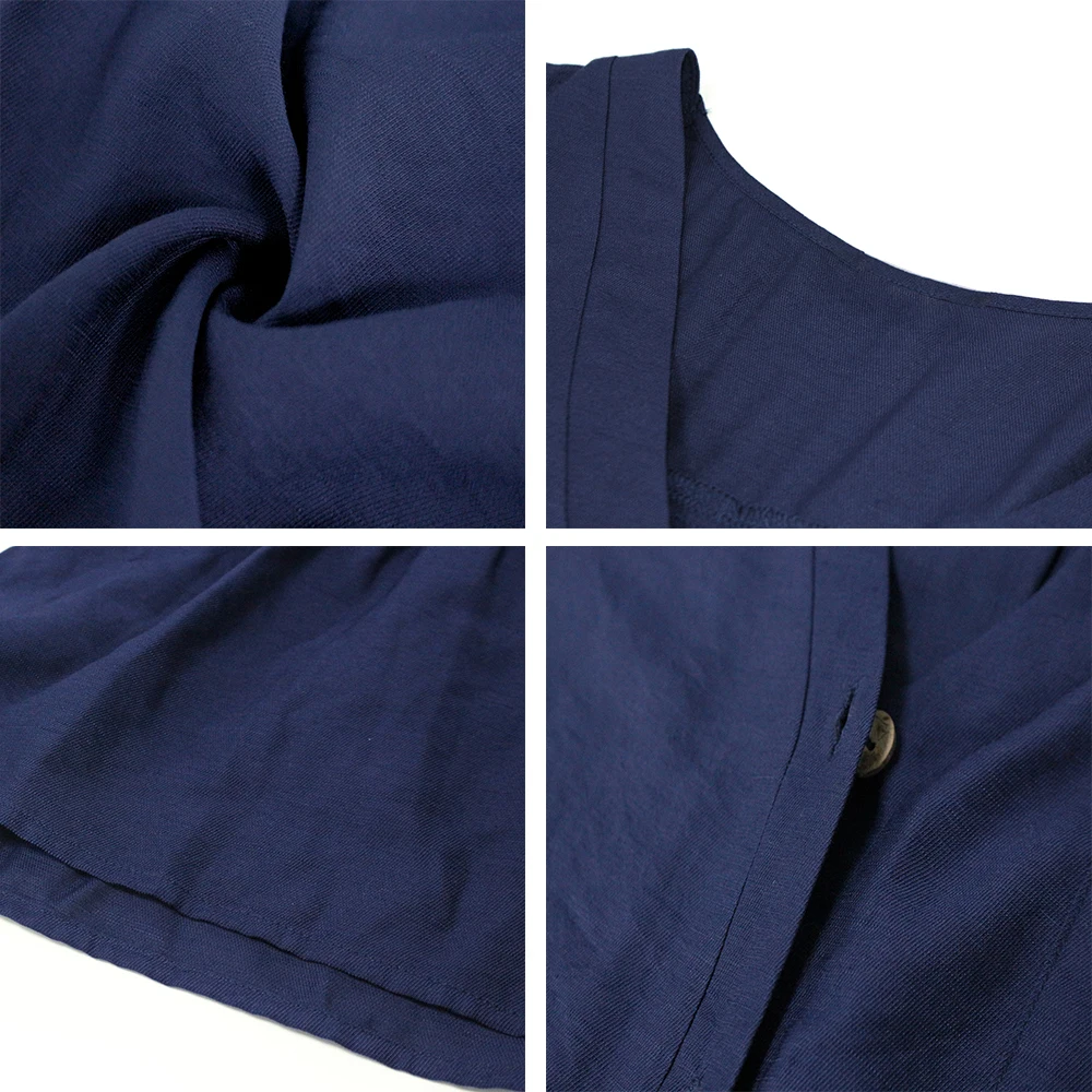 

2021 Dress Summer Short Sleeve Single Breasted Sexy V-Neck Women Clothing Navy Fashion Outfits Soft Above Knee Dresses