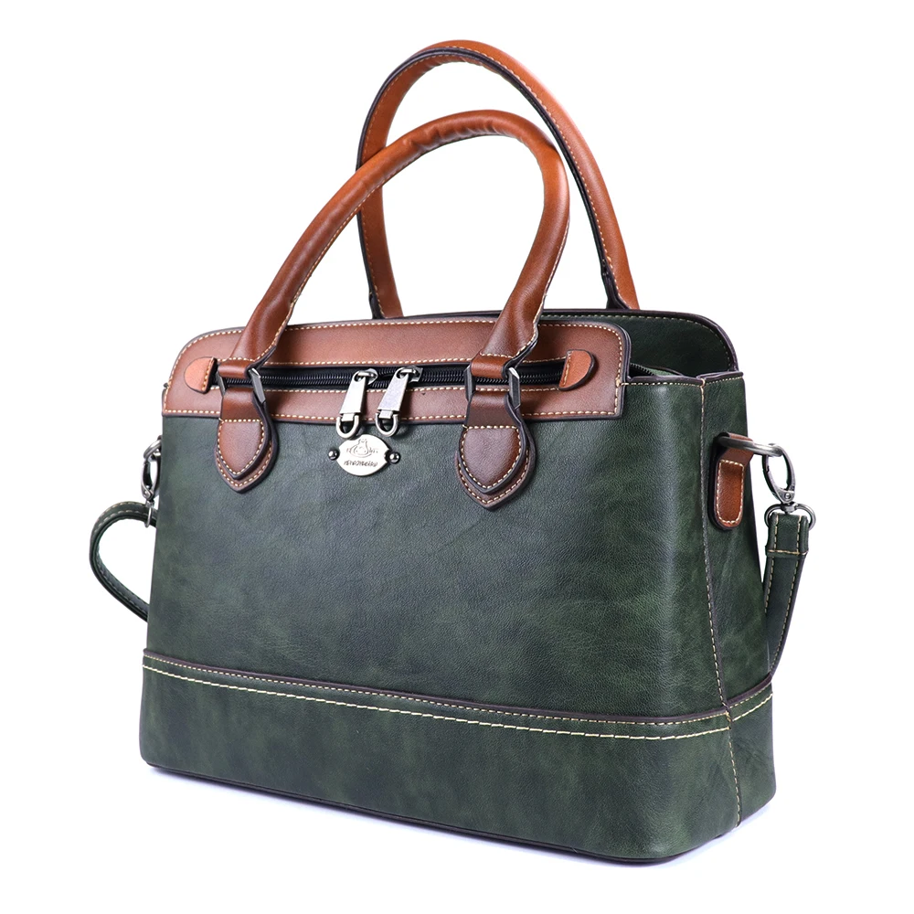IMYOK винтажные женские зеленые ручные сумки из мягкой кожи женская сумка через