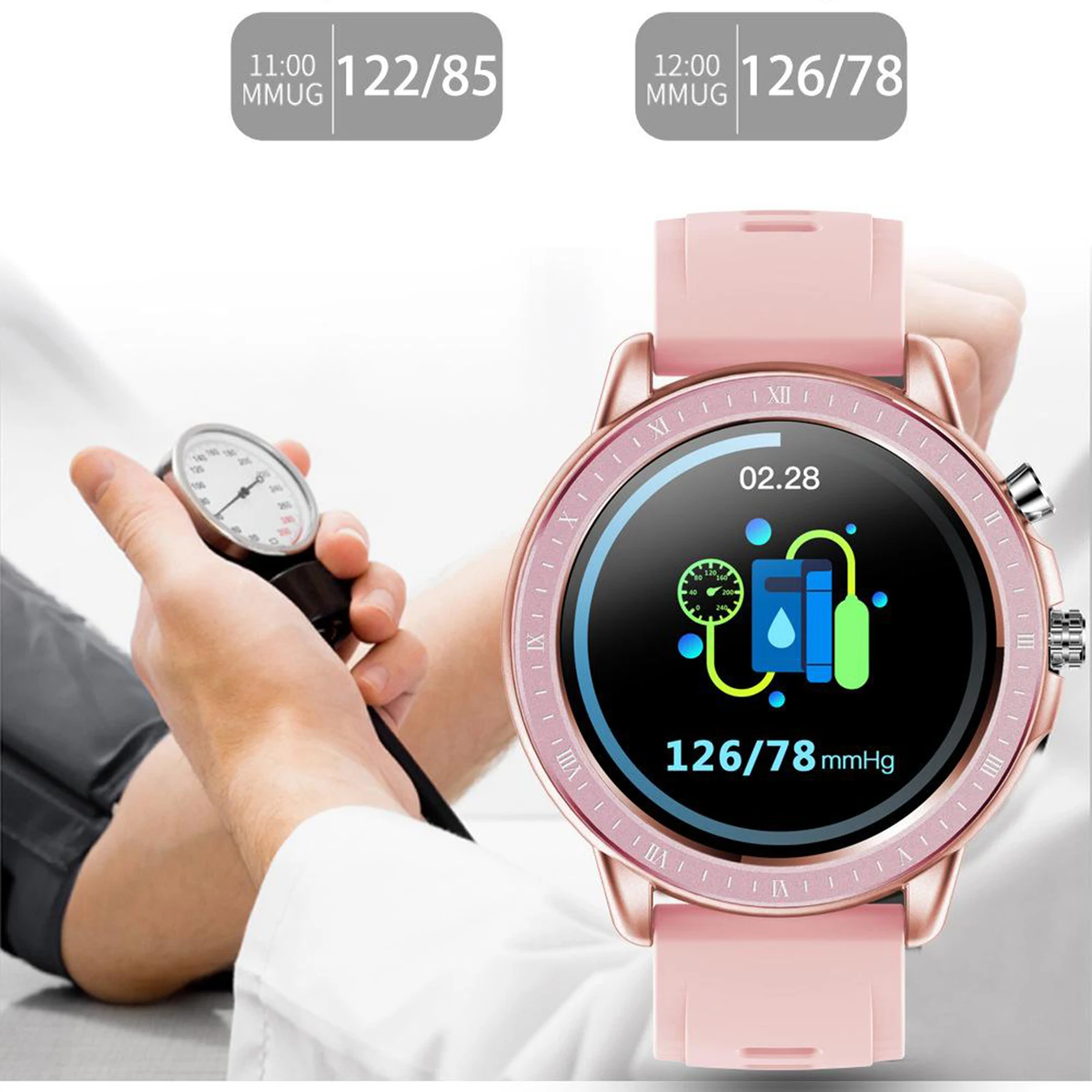

S02 Smart Watch Women Men Heart Rate Monitoring IP67 Waterproof Fitness Tracker 1.3 inch Full Round Screen