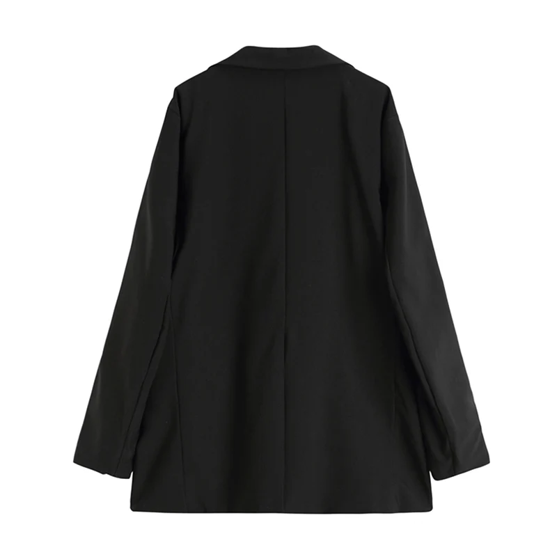 Женский блейзер с карманами черный свободный Готический отложным воротником и