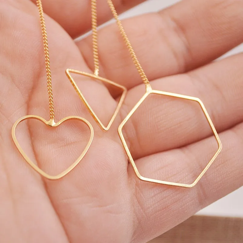 Новые полые серьги из полигона треугольные в форме сердца украшения сплава