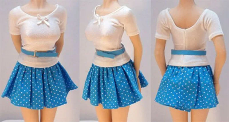 Женская белая рубашка и синяя юбка платье пояс на заказ комплект одежды подходит