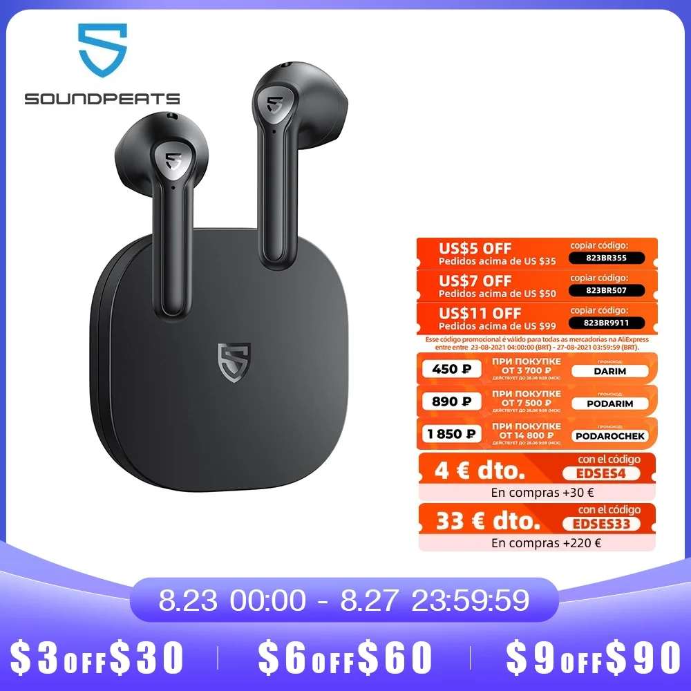 Беспроводные наушники SOUNDPEATS TrueAir2 + QCC3040 aptX Bluetooth V5.2 4 микрофона CVC шумоподавление