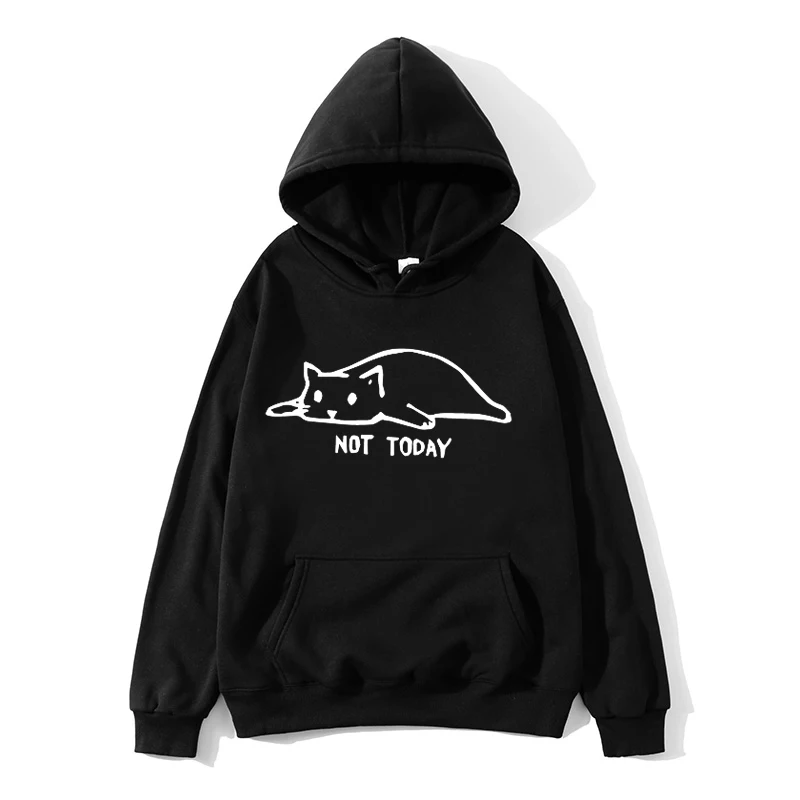 Kawaii Cat толстовки для мужчин не сегодня Забавный Графический свитшот