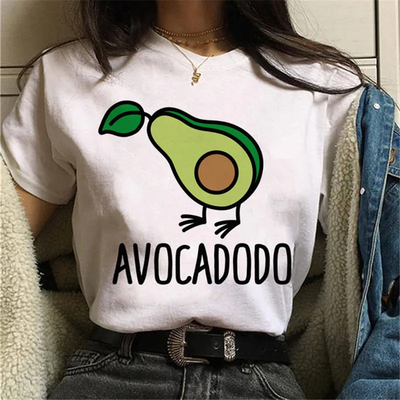 

Harajuku Ulzzang Kawaii Cartoon Tshirt 90s Graphic Female Short Sleeve T-shirt Summer Clothe Maycaur Avocado Vegan Women T Shirt