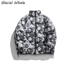 Пуховик GlacialWhale для мужчин, новинка 2021 года, зимняя куртка, пальто, ветрозащитное пальто с граффити, большого размера, в стиле хип-хоп, уличная одежда, водонепроницаемые куртки для мужчин