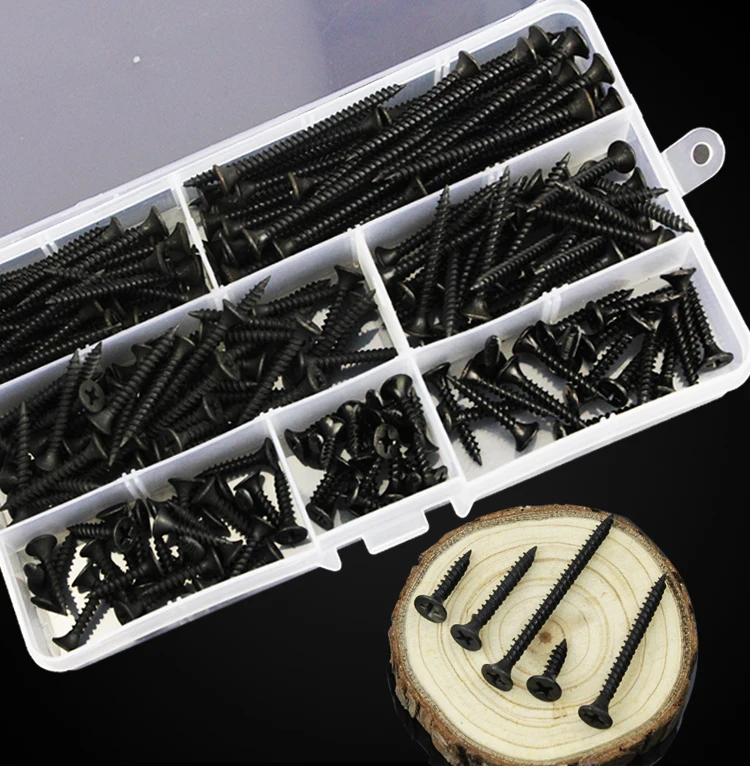 

free shipping 230 pcs one set Self tapping suit cross head with hard self tapping screw m3.5 plasterboard screw wall
