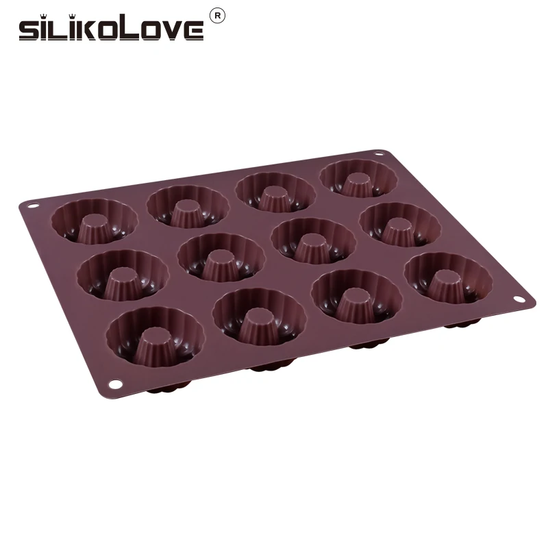 

SILIKOLOVE Cake Molds 12 Cavity Muffin Doughnuts Hollow Pastry Silicone Mold Cookie Mold Oven Safe Baking Dessert