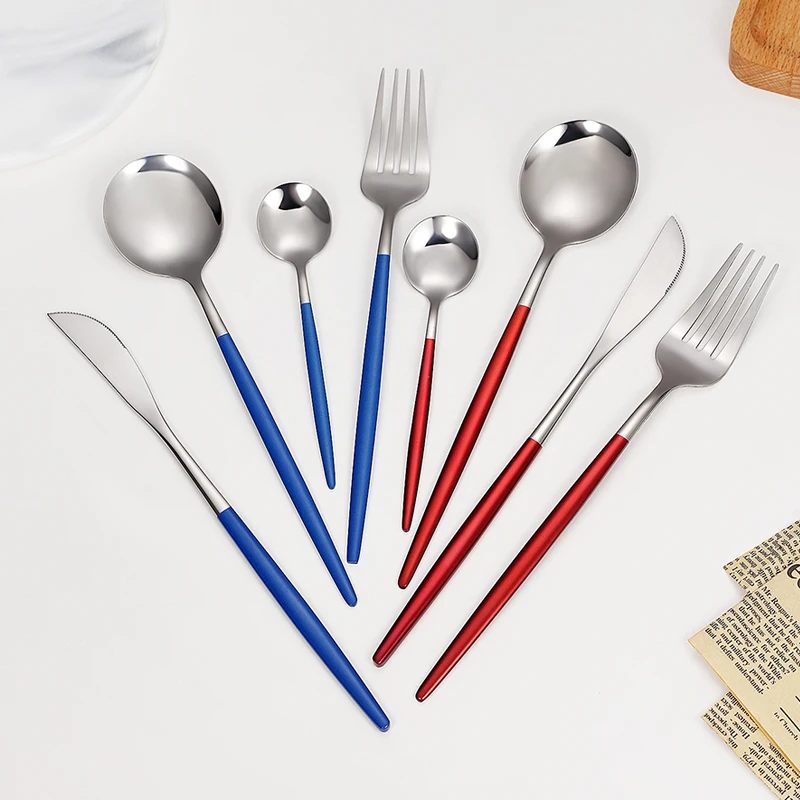 

16Pcs Gold Dinnerware Set Stainless Steel Tableware Set Rose Gold Rainbow Black Flatware Set Knife Fork Spoon Cutlery Set