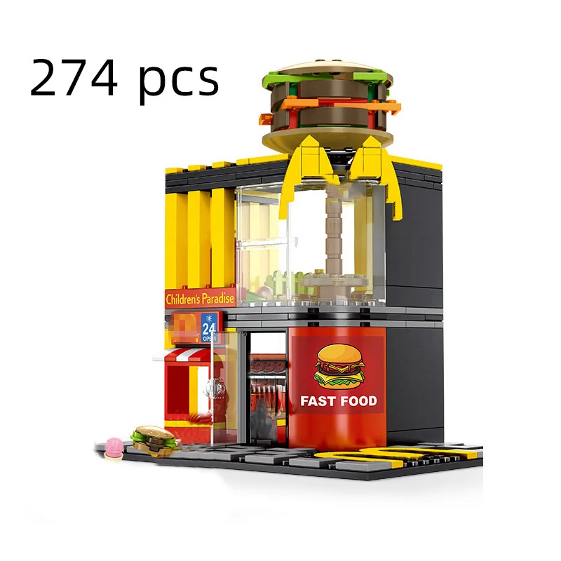sembo blocks city mini street store shops sest house model coffee building bricks restaurant creative architecture super market | Игрушки и