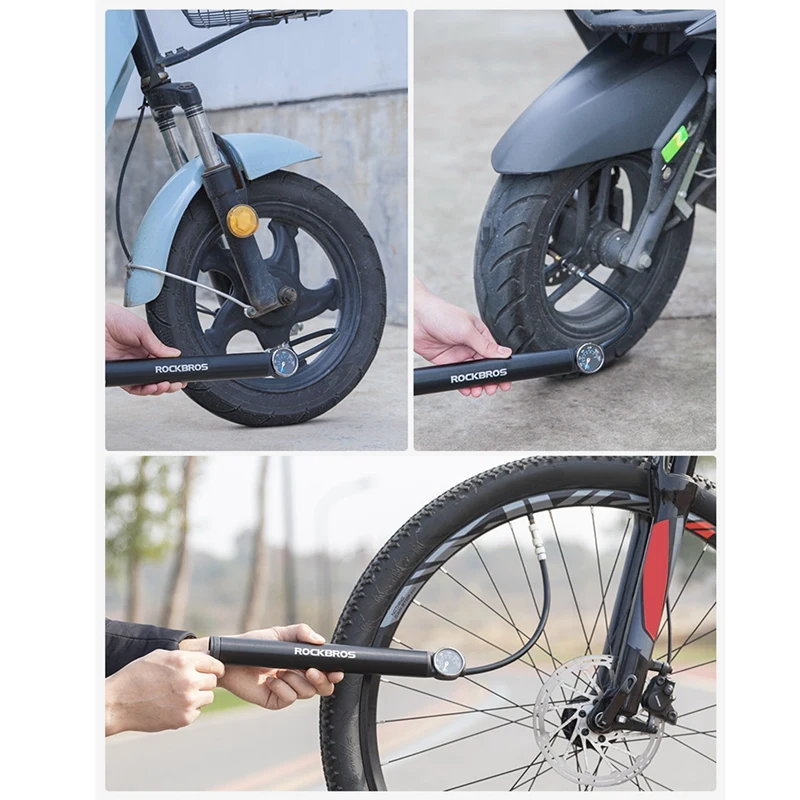 

ROCKBROS Electric Portable Bicycle Motorcycle Pump Aluminum Alloy 120 PSI High Pressure Cycling Air Pump Bike Tire Inflator
