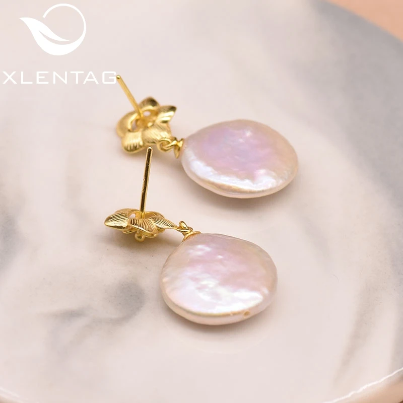 Женские Висячие серьги XlentAg из натурального круглого жемчуга в стиле барокко с