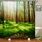 Занавеска для душа из полиэстера, водонепроницаемая, с 3d-изображением лесного дерева, пейзаж с крючками, занавеска с крючками для ванной комнаты
