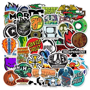 50 pcs skateboard fashion brand logo waterproof sticker for luggage car guaitar skateboard phone laptop bicycle stickers free global shipping