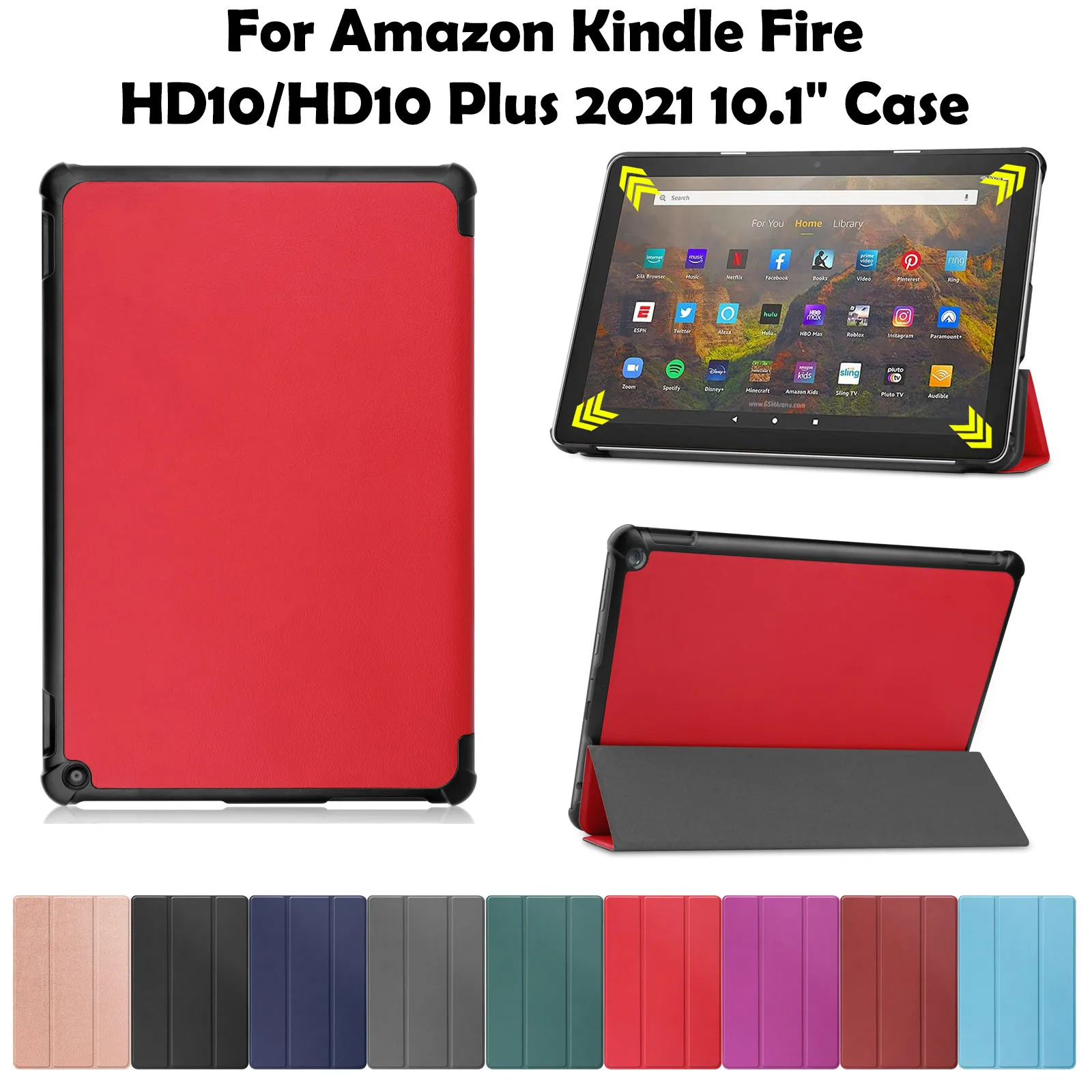 Чехол для планшета Kin-dle Fire Hd10/hd10 Plus 2021 дюйма противоударный кожаный чехол