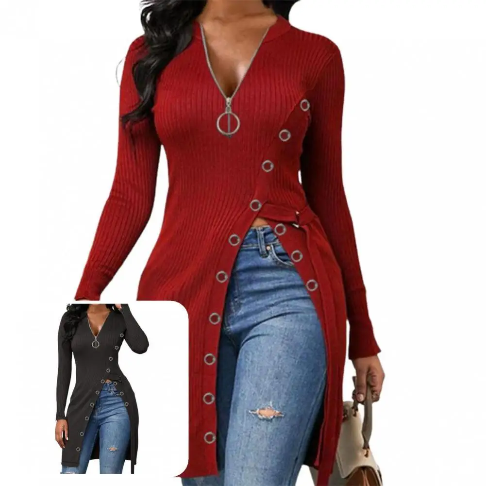 

Модный привлекательный пикантный Блестящий жакет с высоким разрезом на весну и осень формальный жакет кросс-боди с V-образным вырезом для в...