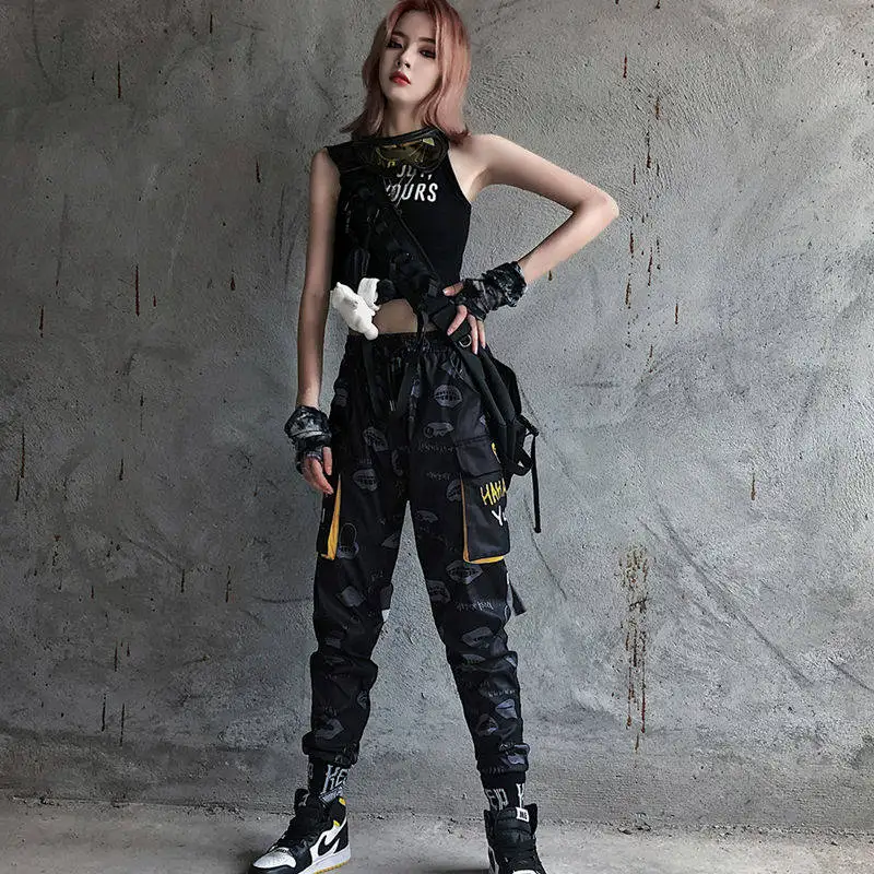 Брюки карго Женские повседневные с карманами модные штаны в стиле пэчворк брюки
