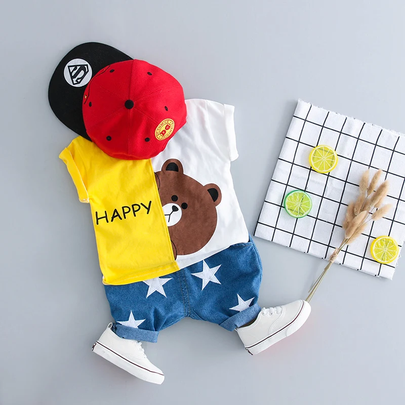Комплект летней одежды HYLKIDHUOSE для маленьких девочек и мальчиков одежда младенцев