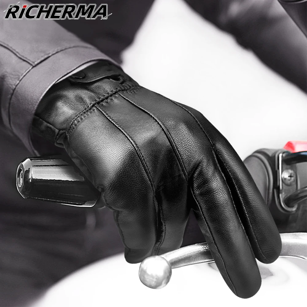 Осенние водонепроницаемые мотоциклетные перчатки кожаные из овечьей кожи для