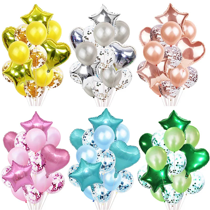 14 шт./компл. 18 дюймов фольга в виде звездного сердца фотолатексные воздушные шары