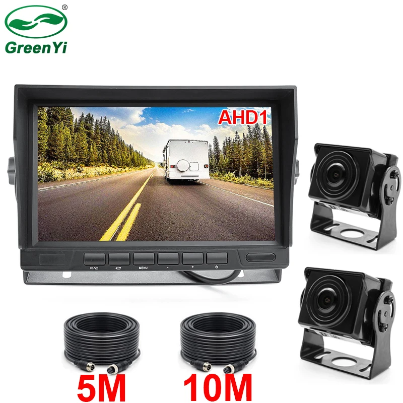 with 10M 2PCS Camera HD 7 дюймов 1024*600 ips экран 2CH грузовик автобус автомобиль AHD монитор с IP69 Starlight ночное видение обратный резервный видео камера AHD - Цвет: with 10M 2PCS Camera