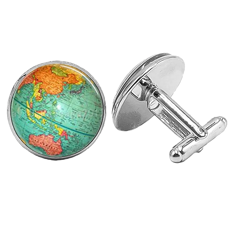 Новинка 2019 ювелирные запонки с рисунком мирового глобуса Креативные Круглые
