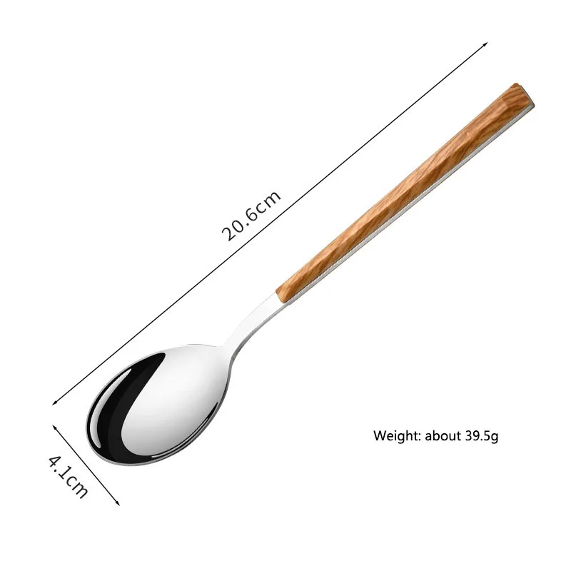 

ins Japan and South Korea imitation wooden handle stainless steel cutlery Western food 4-piece coffee spoon gift tableware set