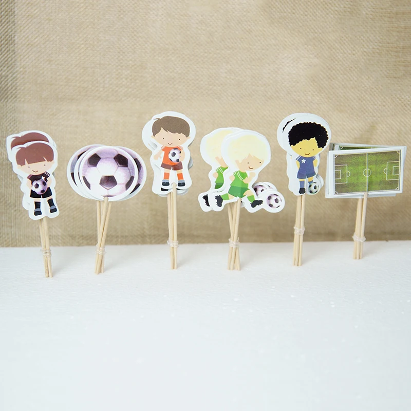24 шт. бамбуковые топперы для капкейков мальчиков|football boys|football footballfootball birthday party
