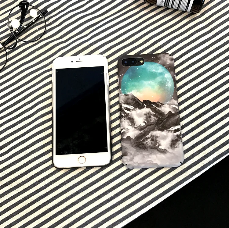 Marble Stone Mobile Phone Case For iPhone 7 Matte PC Back Cover Fundas Apple Xr 6 6S 8 Plus X Xs Max Planet Space Shell |