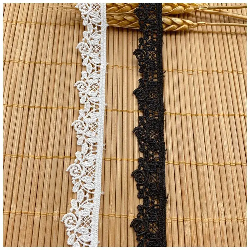 

1Yards New Embroidery Lace Trim White Black Ribbon Wide 2cm Trimmings Clothes Lace Fabric For Sewing Wedding Dress dentelle QZ08