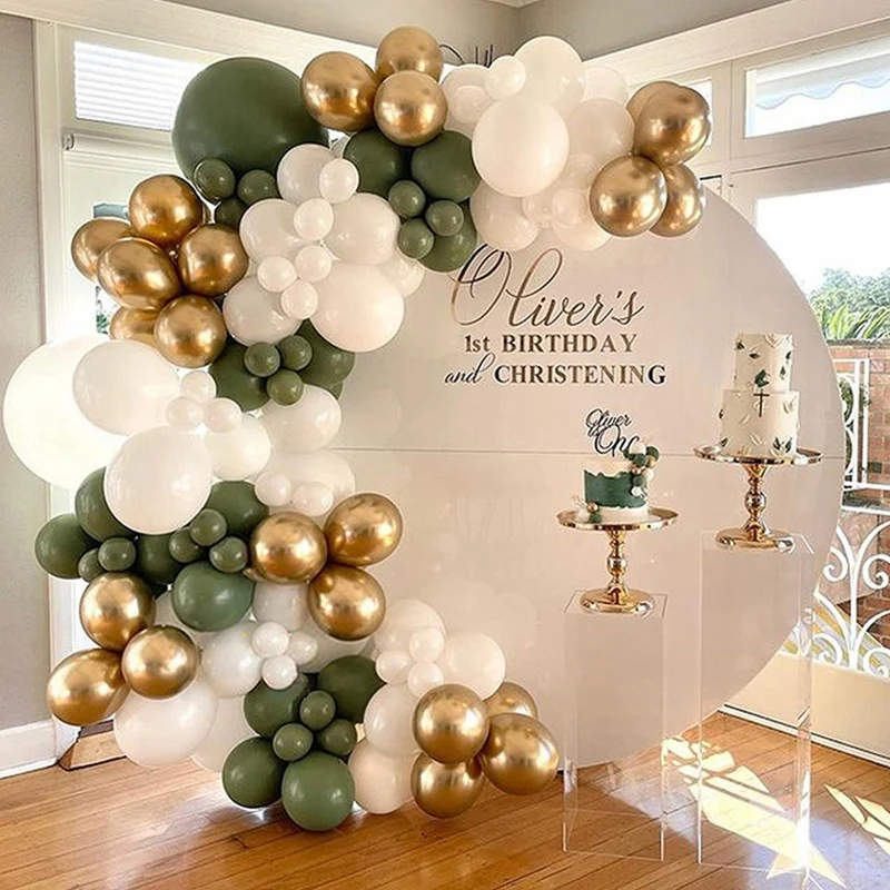 Kit de guirnalda de arco de globos verdes Oliva, conjunto de globos dorados para boda, cumplea&ntilde;os, Baby Shower, decoraciones para fiesta, 121 piezas-2