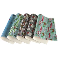 christmas snowman lychee printed leather texture fabric assorted for making wallets earrings hair accessories30136