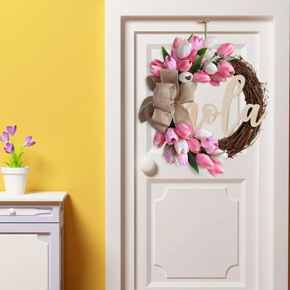 

1Pc Simulated Tulip Wreath Decorative Garland Festival Layout Adornment )