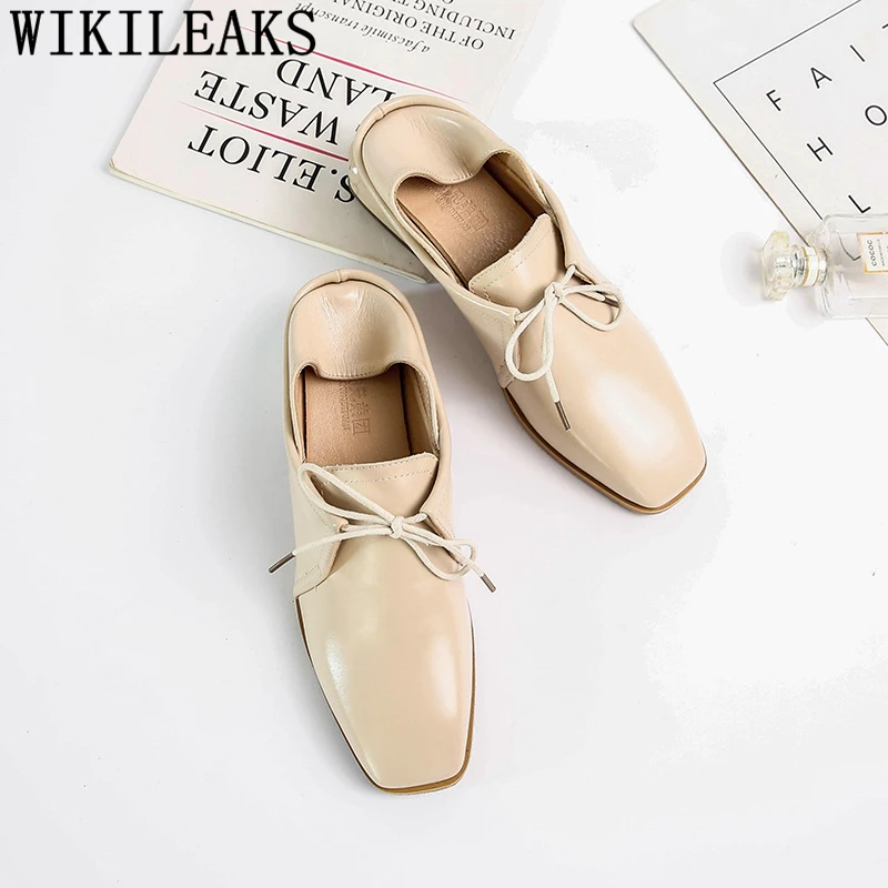 Кожаные туфли Женские оксфорды лоферы Обувь на толстой мягкой подошве в