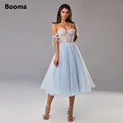 Синее Тюлевое миди-платье Booma для выпускного вечера, женское Бюстье, ТРАПЕЦИЕВИДНОЕ свадебное платье до середины икры, платья на выпускной
