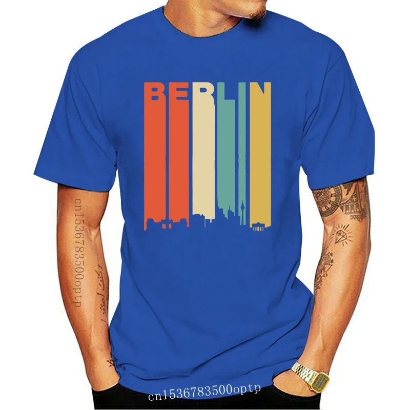 

New T-Shirt 2021 Fashion Men Retro 1970&#39s Style Berlin Germany Cityscape Downtown Skyline T-Shirt casual tee