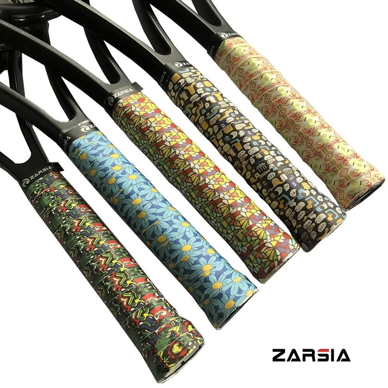 6 шт. ZARSIA двухсторонняя Липкая овергрипы для теннисной ракетки 3D цветастое