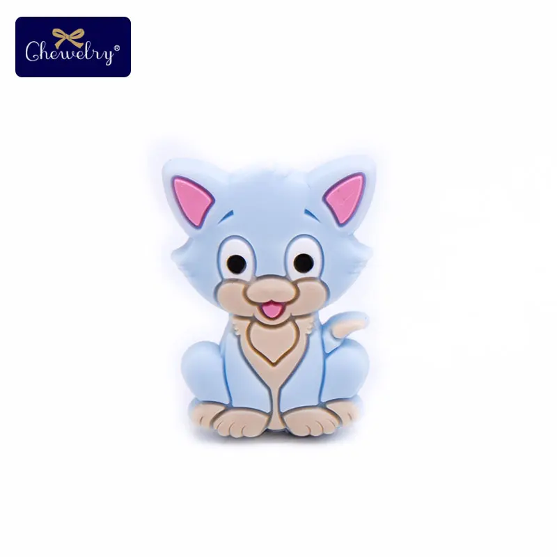 3pc Cat Candy Blue 3 шт Силиконовые бусы для прорезывания зубов детские товары грызун животное панда детский Прорезыватель DIY для соски подвеска на цепочке-ожерелье жевательная - Цвет: 3pc Cat Candy Blue