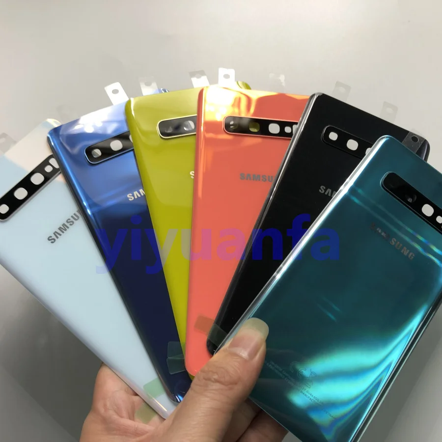 Samsung Galaxy S10 G973 S10 Plus G975 S10E задняя крышка батарейного отсека задняя крышка Корпус Запасные части+ стеклянная рамка объектива камеры