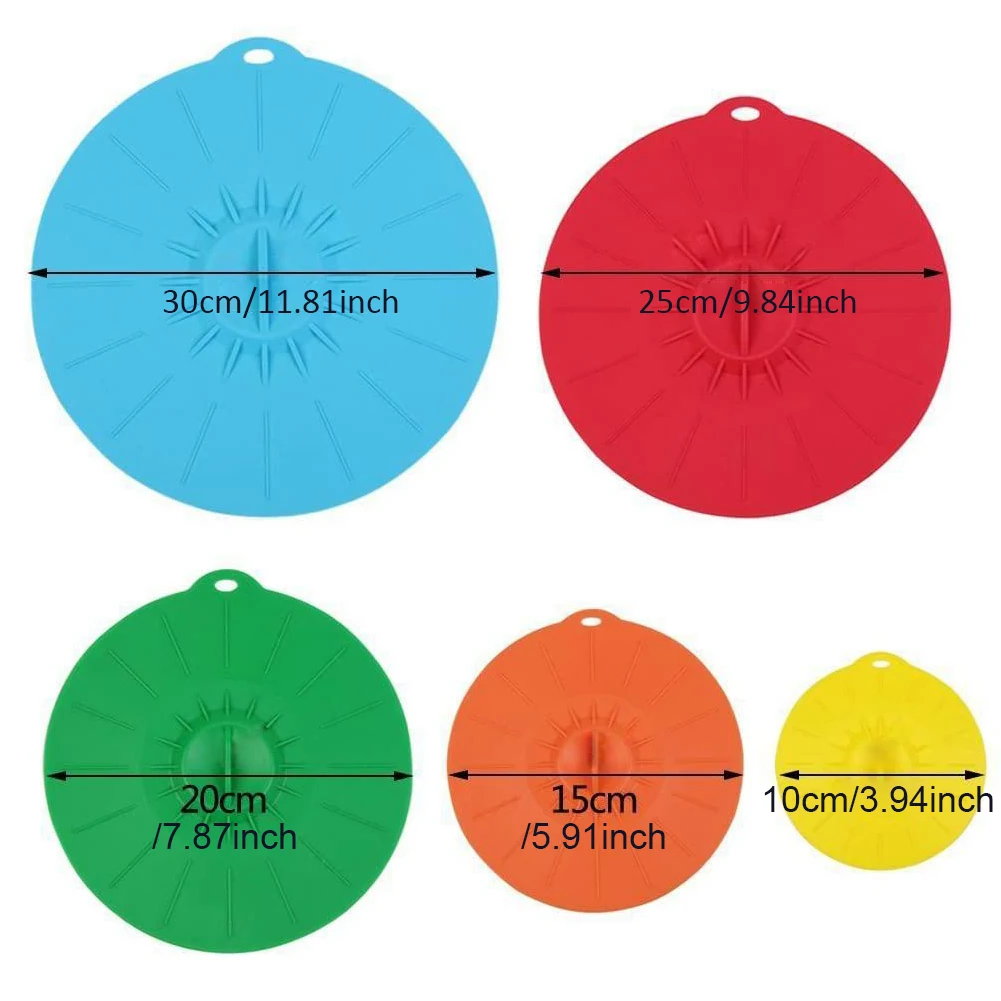 

5PCS/Set Universal Silicone Suction Lid Easy Vacuum Seal Stretch Sealer Bowl Can Pan Pot Caps Cover Kitchen Cookware Accessories