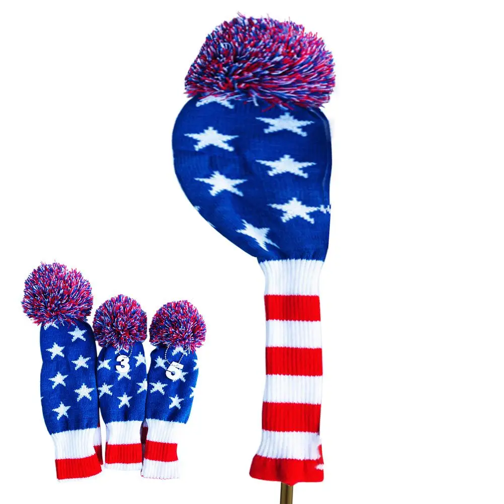 

2019 New 3PCS/Set Knitted Golf Club Head Cover Golf Supplies Headcover Universal Golf Head Covers Fit For Drivers, Fairway Woods