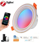 Светодиодный точечный светильник Zigbee TUYA Smart Life светильник с регулятором яркости освещения 10 Вт RGB Изменение теплый холодный светильник работать с Alexa Google Home Smart Home