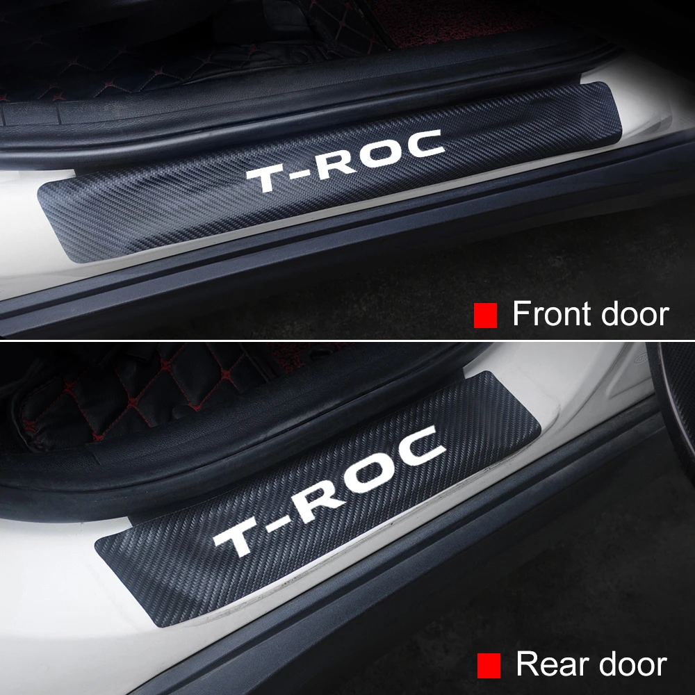 

4pcs PU Leather Car Door Sill Stickers For Volkswagen VW T-ROC T ROC 2017-2020 Door threshold Plate Guards Protector Accessories