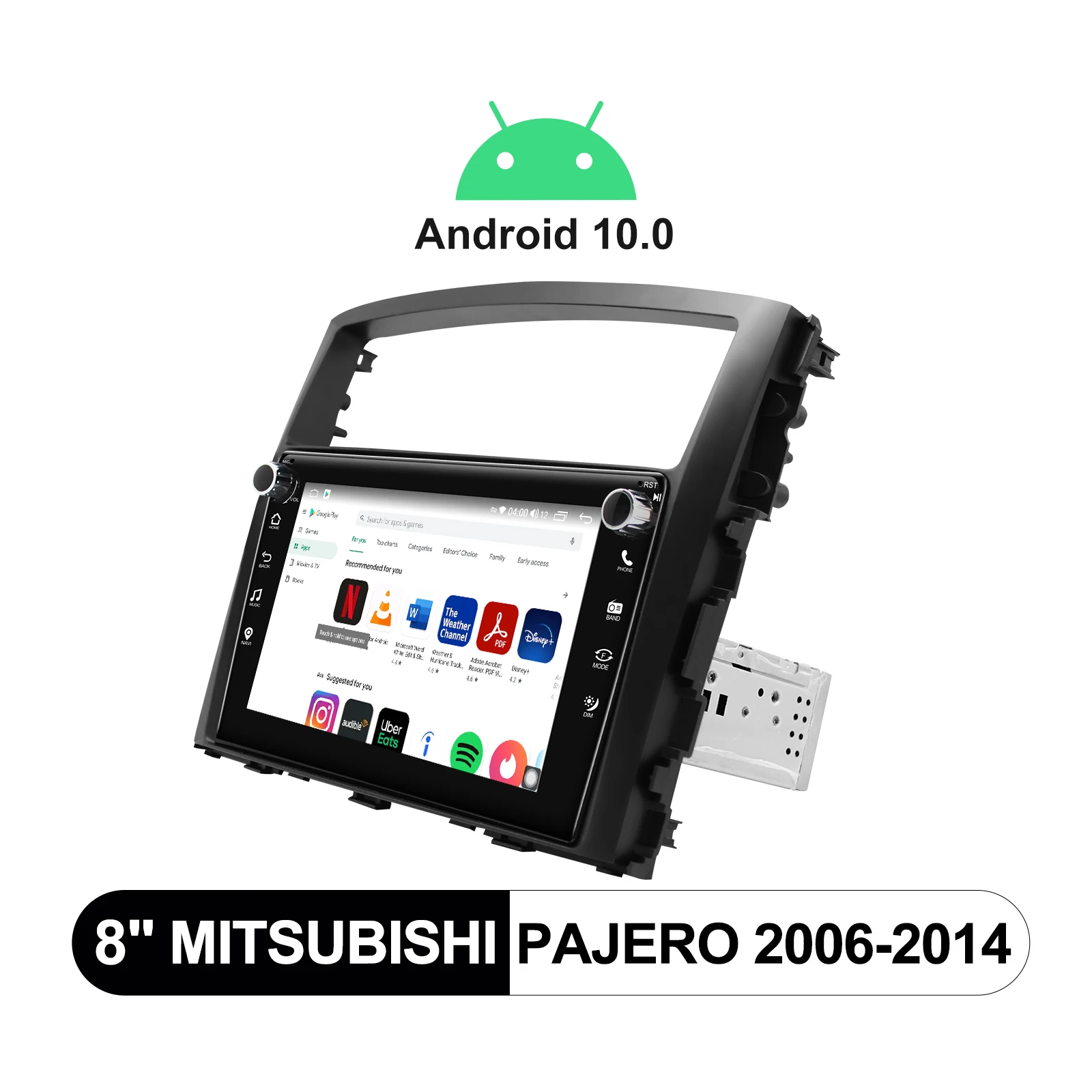 저렴한 8 인치 자동차 라디오 디스플레이 안드로이드 헤드 유닛 자동차 멀티미디어 플레이어, 미쓰비시 파제로 2006-2014 용 안드로이드 자동 무선 카플레이