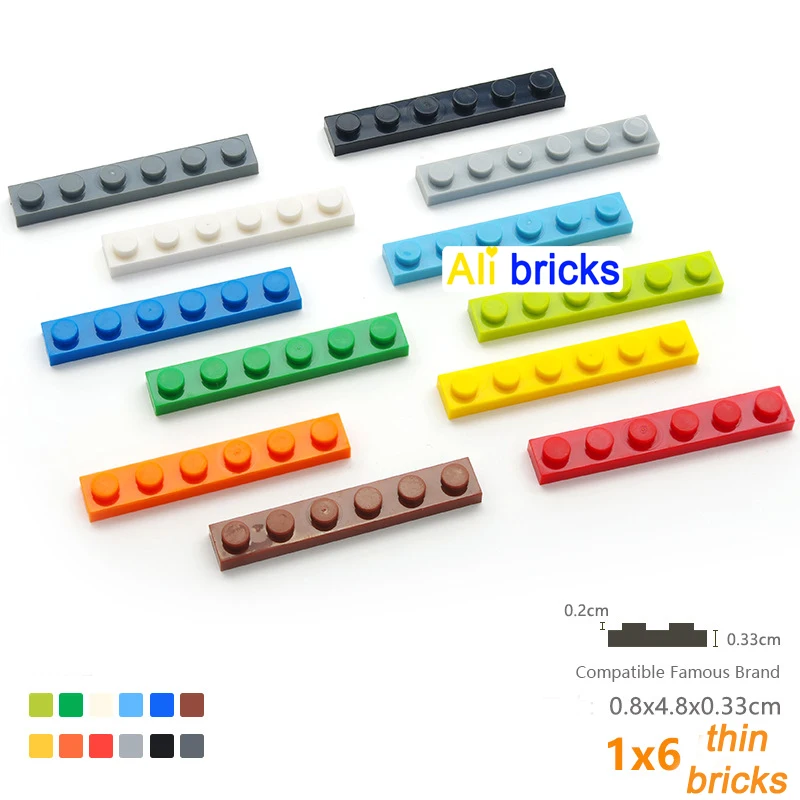 

100pcs DIY Building Blocks Thin Figures Bricks 1x6 Dots 12Color Educational Creative Size Compatible With 3666 Toys for Children