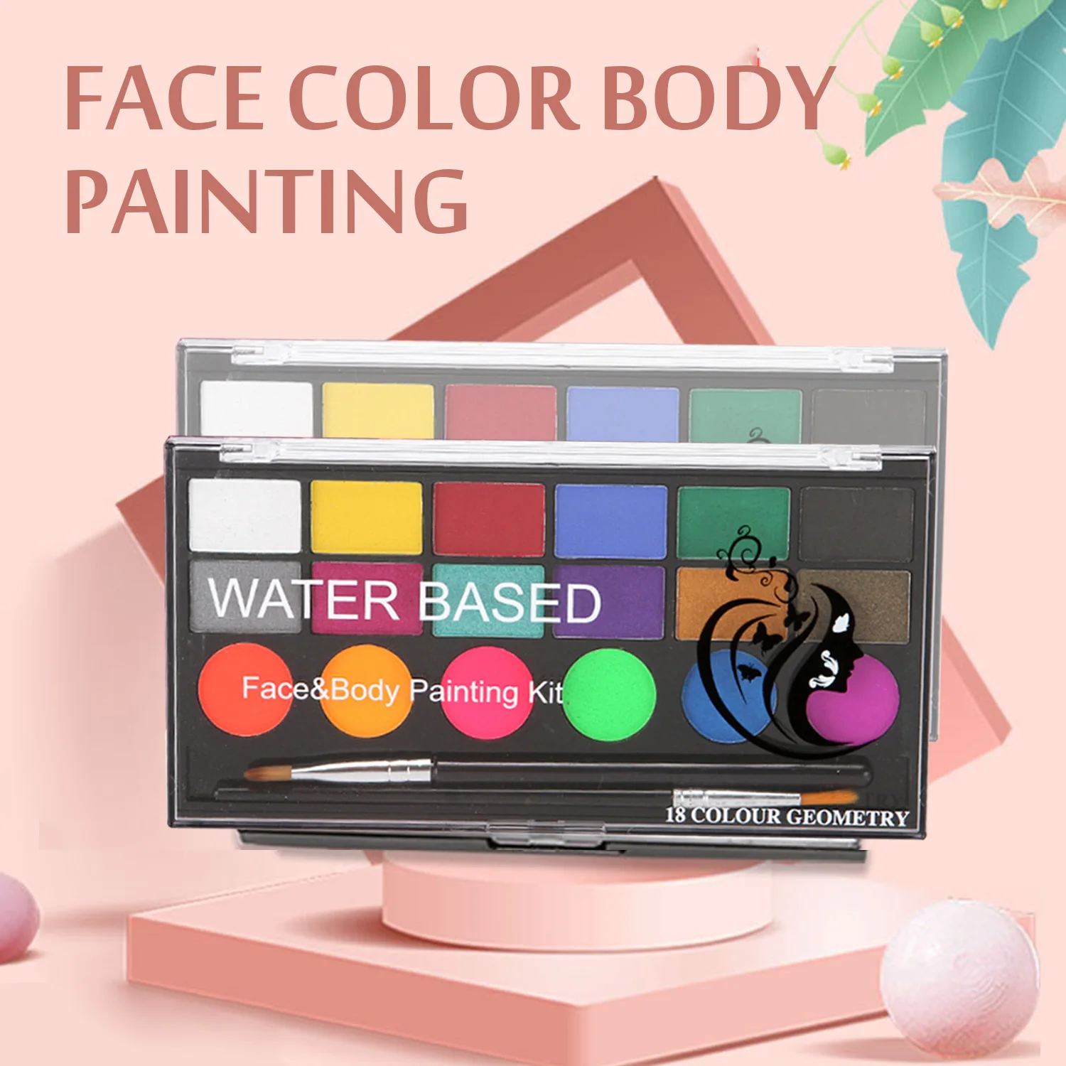 18 Цвет на водной основе с лица и тела Краски ing + 8 шт. кисти 40 Трафареты Хэллоуин