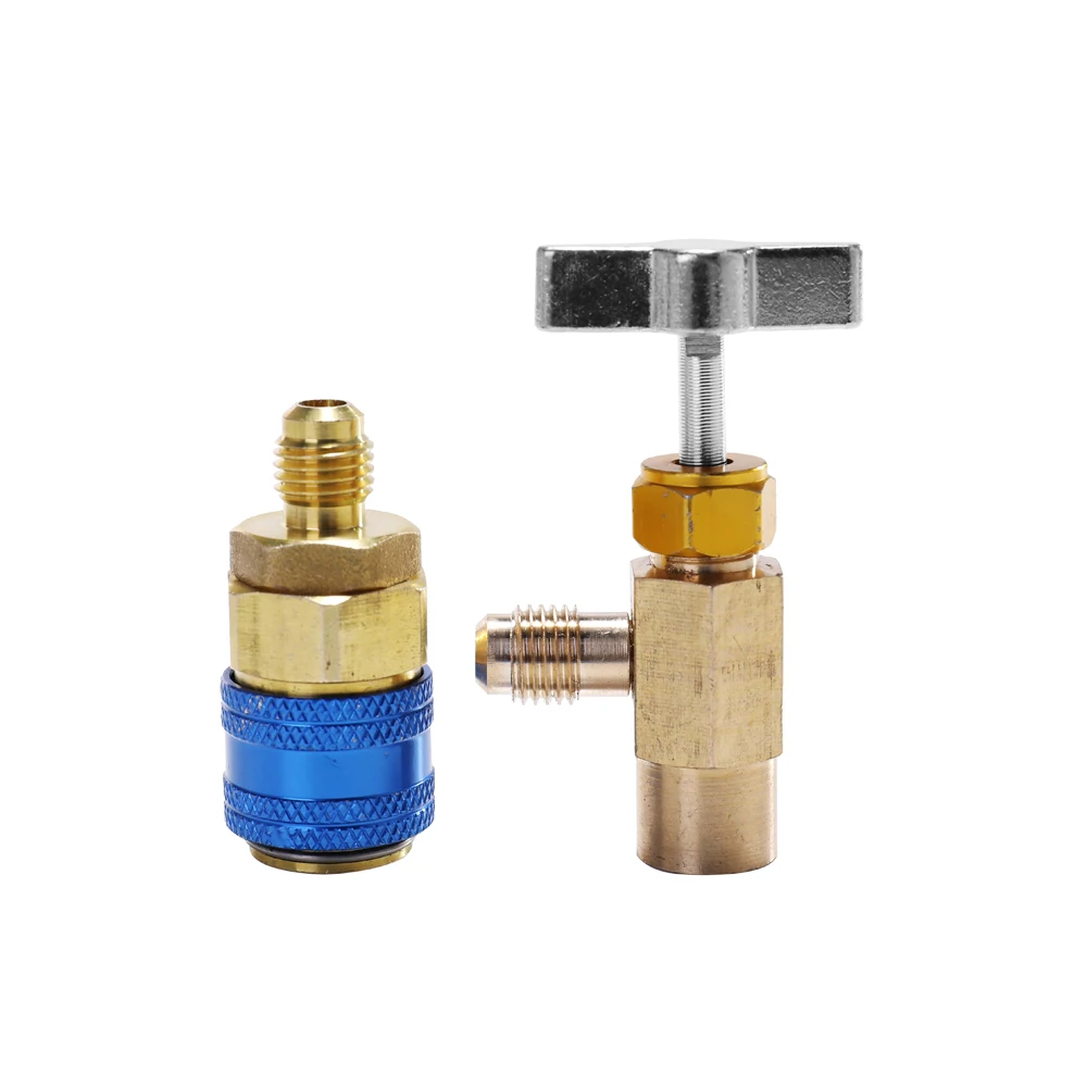 

New AC R134A Car Auto Air Conditioning Refrigerant Recharge Measuring Hose Gauge Kit Copper Auto Car Accessories