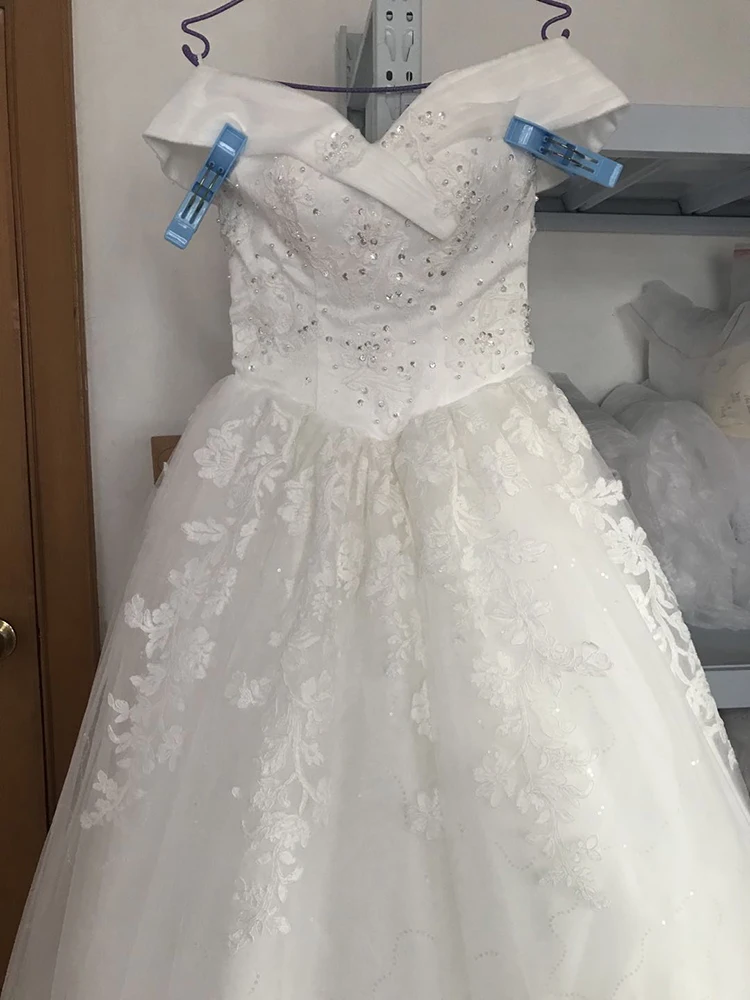 Женское свадебное платье с длинным шлейфом Fansmile кружевное невесты по